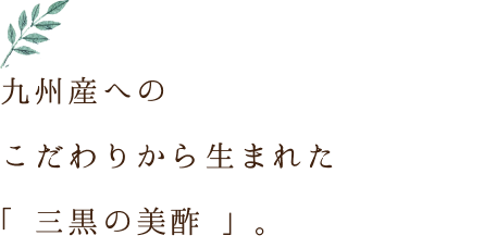 九州産へのこだわりから生まれた「 三黒の美酢 」 。